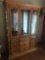 Richardson Brothers oak china hutch, leaded bevel glass doors, lighted,55'' w x 81'' h x 17'' d -