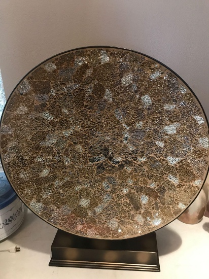 Large decorative table top bowl on a base, 24'' diam.
