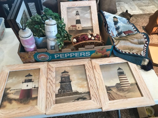 (4) Lighthouse pictures, Tapestry (Shipping available)