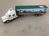 1/64 scale John Deere tractor w/Nothing Runs Like A Deere trailer (Ertl) (Shipping available)