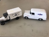 1/64 scale Wells Blue Bunny delivery van and Blue Bunny Ice Cream cast iron delivery truck (Shipping