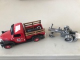 1/64 scale (2) Case cast iron steam engine tractor and IH McCormick Farmall Dodge truck w/stake box