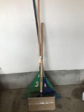 Snow shovel and (2) Lawn rakes