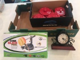 Apple peeler, corer and slicer, Howard Miller clock and (4) Red bowls w/ lids (Shipping available)