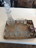 Wine decanter w/wine glasses and misc. figurines (Shipping available)