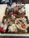 (2) Boxes of misc. figurines, Picture w/Easter decorations (Shipping available)