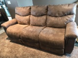 3 Cushion suede La-Z-Boy sofa w/ 2 end recliners