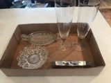 (2) Michelob beer glasses, Oblong glass relish tray (Shipping available)