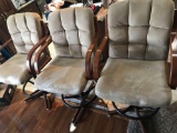 3 Chrome Kraft suede swivel bar stools - Nice