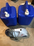 (2) Coleman 5 gal. water containers and Bissell spot lifter power brush