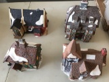 Dept. 56 lighted houses: Old Michael Church, Old East Rectory, Butter Tub Barn, Sir John Falstaff