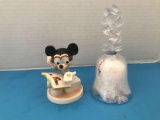 Hummel Figurines, 17-219 /0 Mickey Mouse, TMK 7 and Mickey Mouse Crystal Bell.