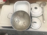 Baking Pans, Enamelware and Colander
