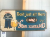 Bar Sign, Wood. Pabst Blue Ribbon Beer.