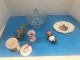 Candy Dish, Storage Box, Dresser Plate, Cups, and Barbie Ornament.