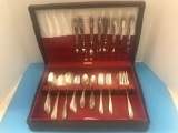 Vintage Silverware Set (Silver-plate) for 8 with Flatware Chest
