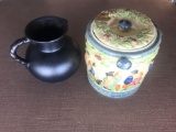 Pitcher, Royal Haeger and Cookie Jar From Japan. (Inside Edge is Chipped and Missing Sections.