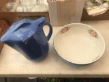 Pitcher and Bowl. Hall Pottery. Pitcher Not Marked.