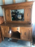 Side Board With Pillared Mirror Back. 21