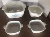 Cookware by Corning. (2) Lids and (4) Baking Dishes