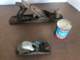 (2) Wood Planes. A Stanley No. 5 and a Block Plane. Can of HomeLite Oil, Not Opened.