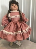 Vintage Doll. Bisque Head and Cloth Body. Glass Eyes and Teeth Showing. Nice.