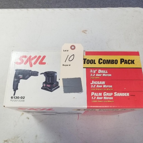 SKIL COMBO PACK DRILL/JIGSAW/PALM SANDER