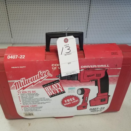 MILWAUKEE 12v DRIVER/DRILL MODEL 0407-22