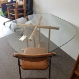 GLASS TOP TABLE AND 1 CHAIR