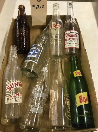 ASST BEVERAGE BOTTLES inc. SUNRISE FROSTIE HOWELS ROOTBEER