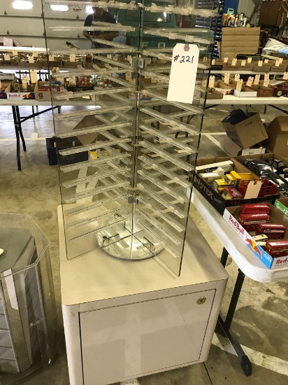 CLEAR ROTATING DISPLAY CASE W/ BOTTOM STORAGE