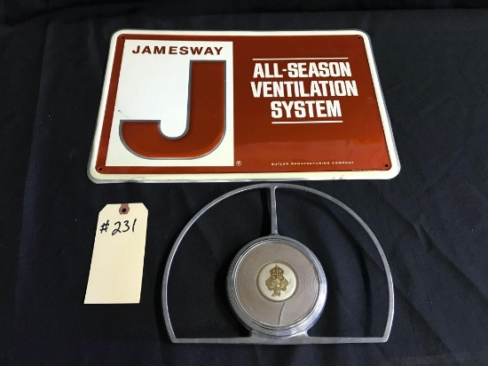 ASST "JAMESWAY" SIGNS AND STEERING WHEEL