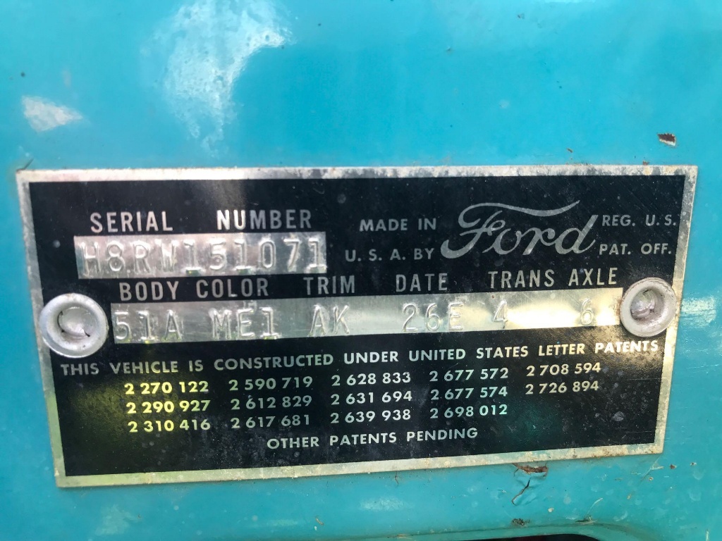 1958 ford engine codes