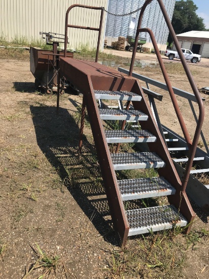 Iron steps/platform including a 79'' Long deck, 3.5' High, 27' Wide, cat walk w/ handrail and safety