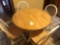 40'' round dropleaf wood table w/ 4 matching chairs - nice condition