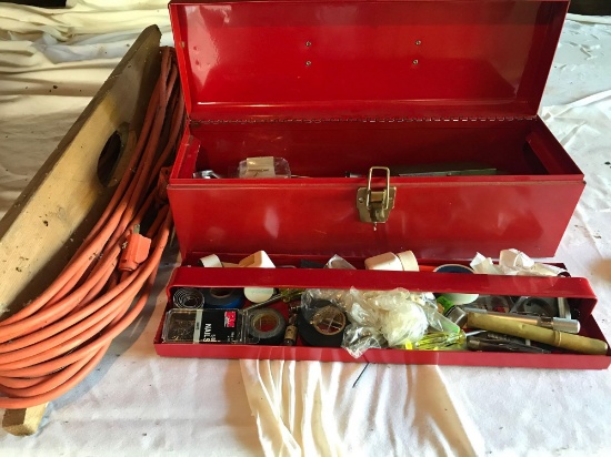 Extension cord and tool box w/ various nice tools.