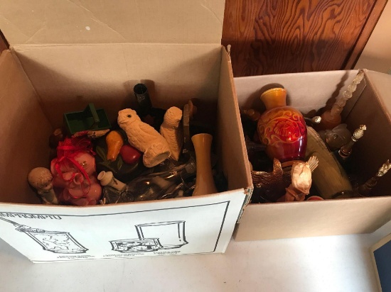 Various figurines, Vases, glass bells, lotion bottles, etc.