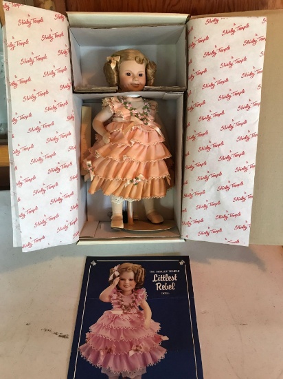 Shirley Temple doll in original box w/ stand "Littlest Rebel" w/ authenticity by Danbury Mint. SN: