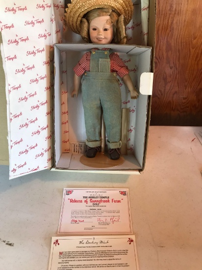 Shirley Temple doll in original box w/ stand "Rebecca of Sunnybrook Farm" w/ authenticity by Danbury