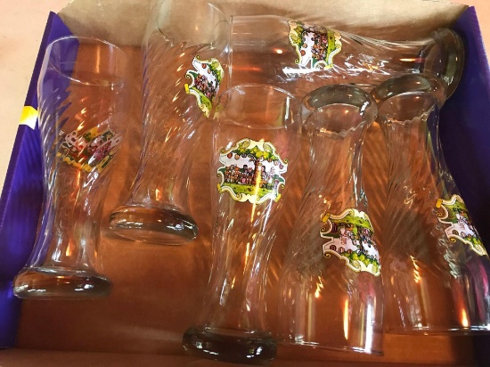 (6) 9'' tall beer glasses - nice condition