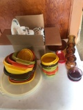 Tupperware dishes and containers, large set of Pyrex cups, cream and sugar, and more!