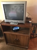 Microwave stand/TV stand and Emerson 20'' flat screen TV.