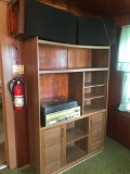 Entertainment center w/ 2 side doors, Sounddesign AM/FM stereo, 8-track, turn table, and 2 large