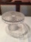 American Fostoria 7 1/2'' tall clear glass cake plate, 10'' diameter on pedestal.