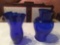 2 cobalt blue 10 1/2'' & 11'' tall flower vases.