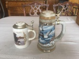 Ducks Unlimited stein, Canvasback (no box) and Flyway collectors stein (no box).