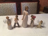 Willow tree (5 in boxes), Sweetheart, With Sympathy, Bloom, Serenity (the boy figurine has no name).