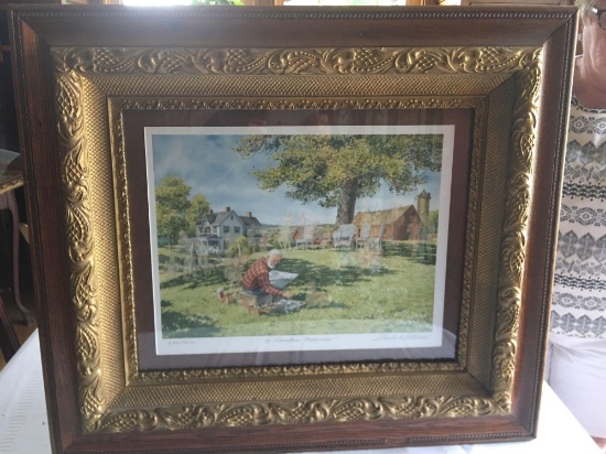 Charles L Peterson (ghost image), "A Painter's Memories" in beautiful oak and gold trim frame
