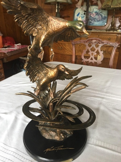 Ducks Unlimited bronze sculpture, "Wind Dance", (Very nice)