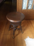 Piano stool 15'' w, 20'' h with small ball and claw feet